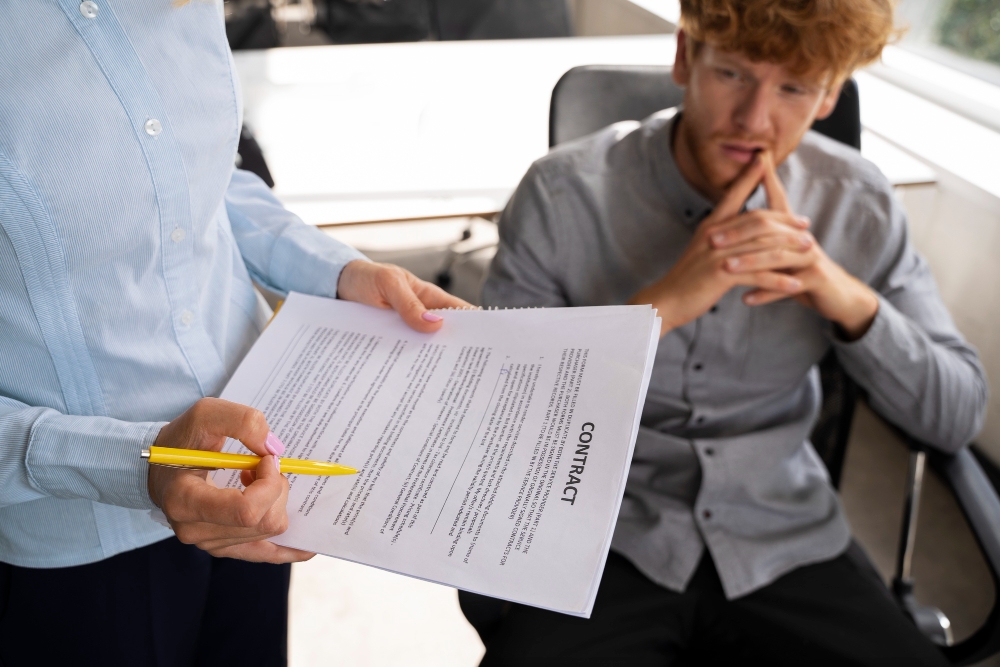 Adulto jovem lidando com a síndrome do impostor para ilustrar assim artigo sobre a terceirização paralegal ser a solução inteligente para maximizar a eficiência jurídica.