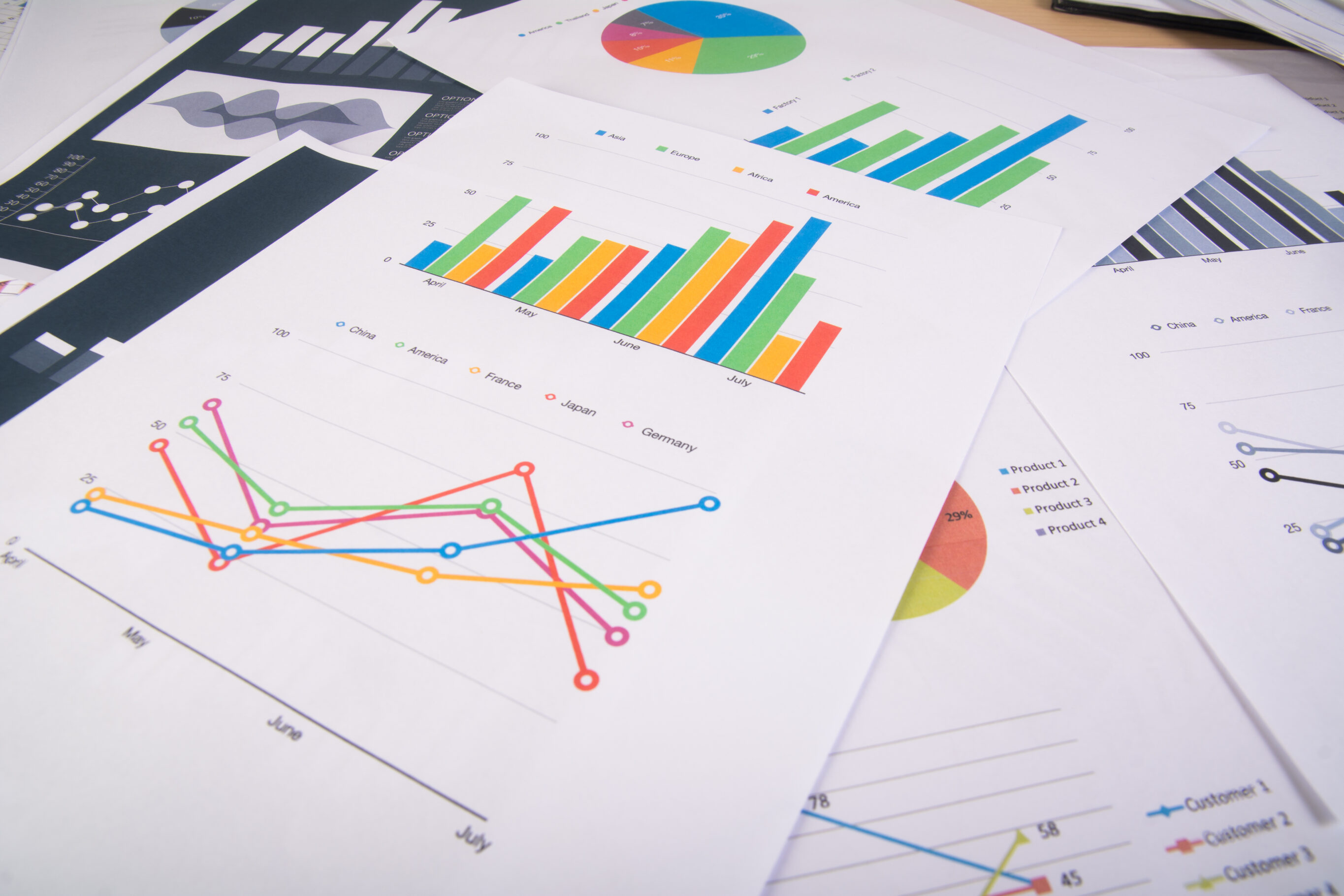 Relatório de negócios. gráficos e gráficos. relatórios de negócios e pilha de documentos. conceito de negócios para ilustrar assim artigo sobre DRE na contabilidade