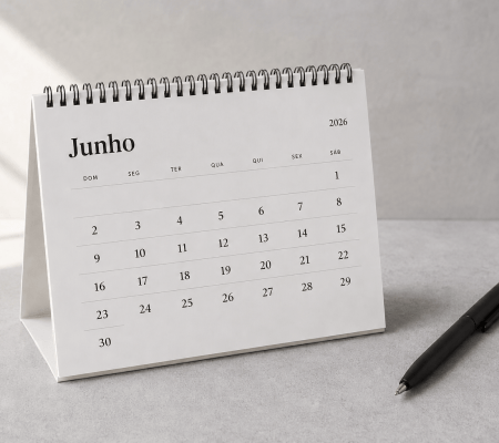 Calendário de junho representando o fechamento de semestre