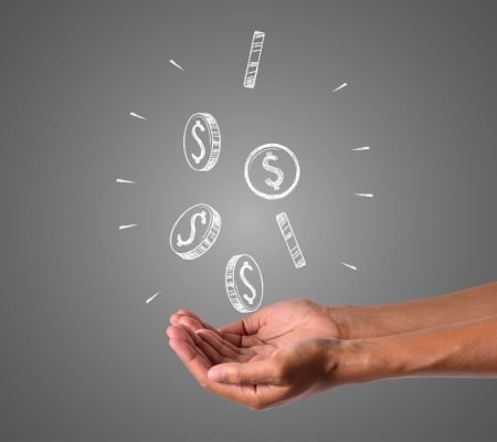 The money writes with white chalk is on hand, draw concept.